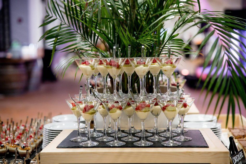 Cocktails set up on a table from catering